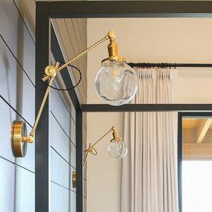Adjustable Wall Sconce - Industrial Wall Light - Gold Vanity Light - Mid Century - Modern - Articulating - Bathroom Vanity [HUDSON]