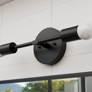 Vanity Lighting - Applique murale noir mat - Luminaire pour meuble bas 2 lumières - Moderne - Industriel - Applique murale - Meuble lavabo de salle de bain - Répertorié UL [BELEN]