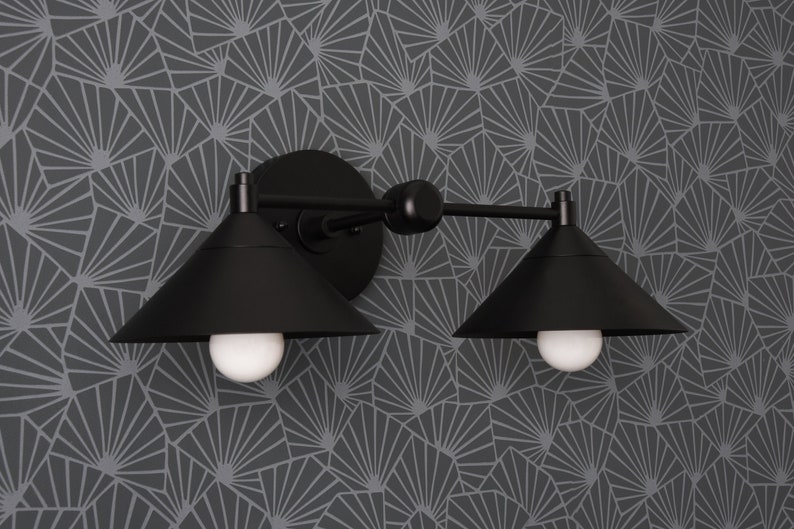 Double Light Wall Sconce Matte Black Mid Century Modern Etsy