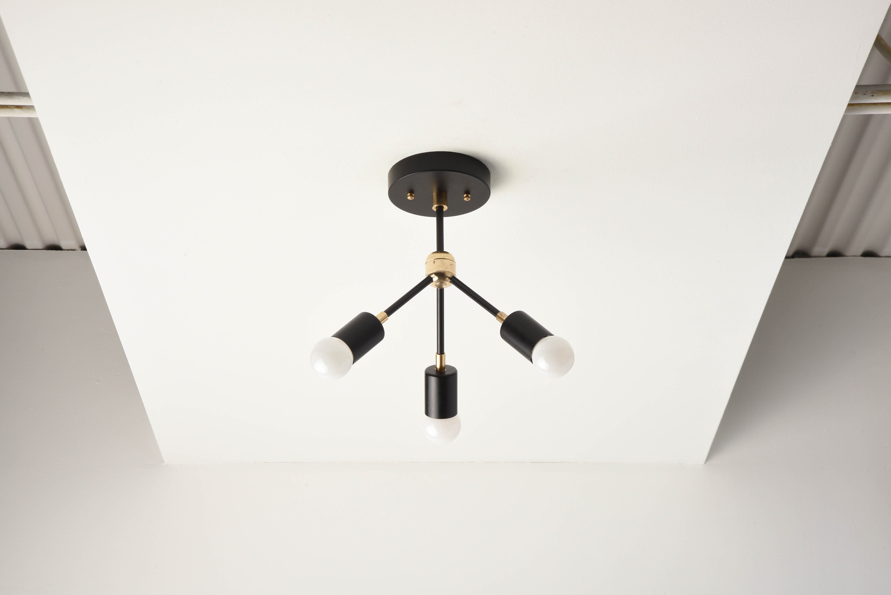 Semi Flush Ceiling Light Black Brass Mid Century Modern Semi Flush Ceiling Light Black Brass Mid Century Modern Sputnik Ul Listed Lompoc