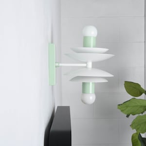 2 Light Bardwell wall sconce in  mint and white by Illuminate Vintage