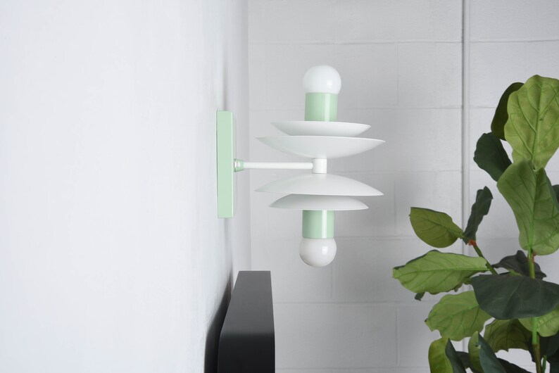 2 Light Bardwell wall sconce in  mint and white by Illuminate Vintage