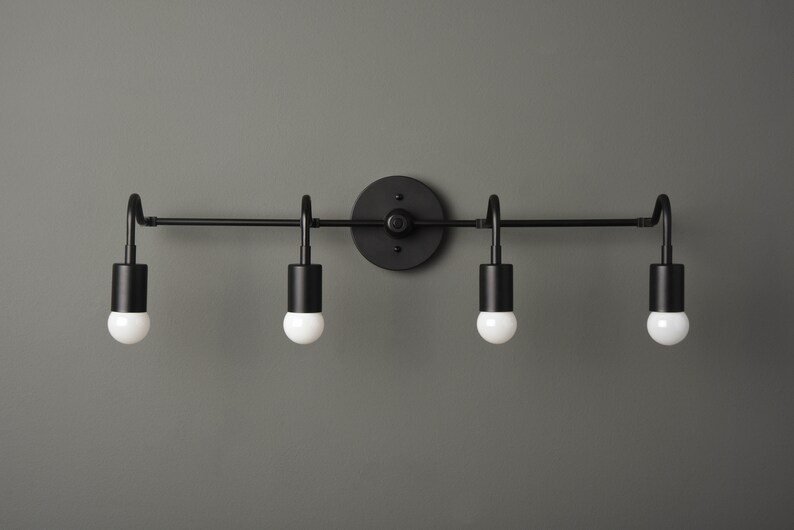 Black Modern Light Minimal Fixture Mid Century Bathroom Wall Industrial Vanity Ul Listed Rye