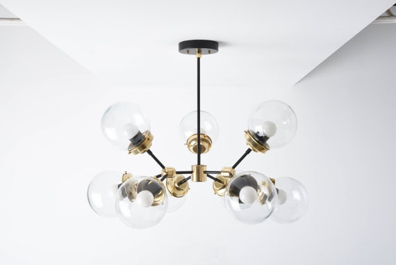 Sputnik Chandelier Black Brass Mid Century Industrial Modern Ceiling Light Tree Branch Globe Ul Listed Stockholm