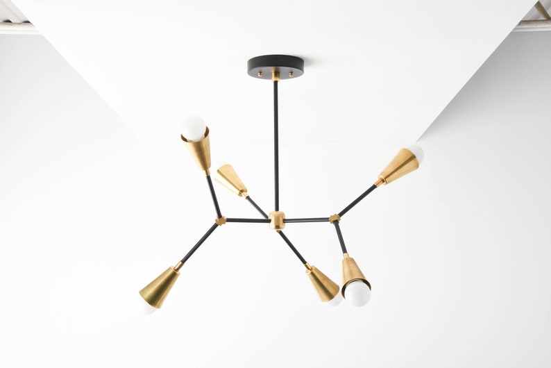 Sputnik Chandelier Black Gold Hanging Light Mid Century Image 0 Black Brass