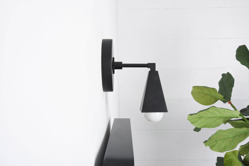 Industrial Wall Sconce Matte Black Mid Century Modern Etsy
