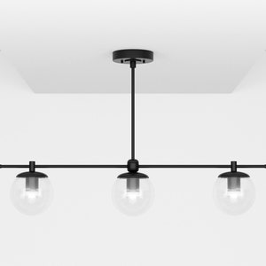 Helderglazen bol lineaire kroonluchter hangende armatuur Maximalist Mid Century Modern plafondverlichting binnen UL vermeld SIOUX Matte Black