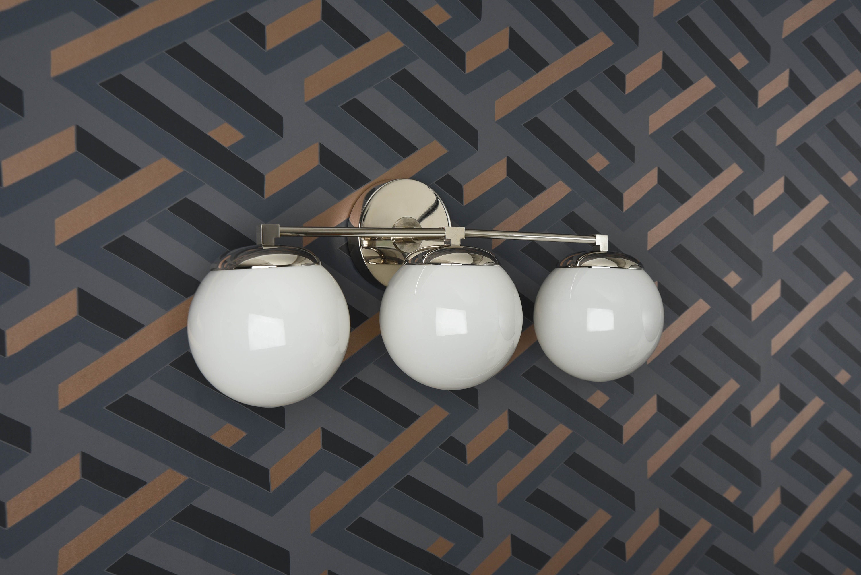 Gloss White Globe Bathroom Vanity 3 Light Vanity Fixture Etsy