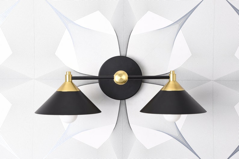 Double Light Wall Sconce Matte Black Mid Century Modern Etsy