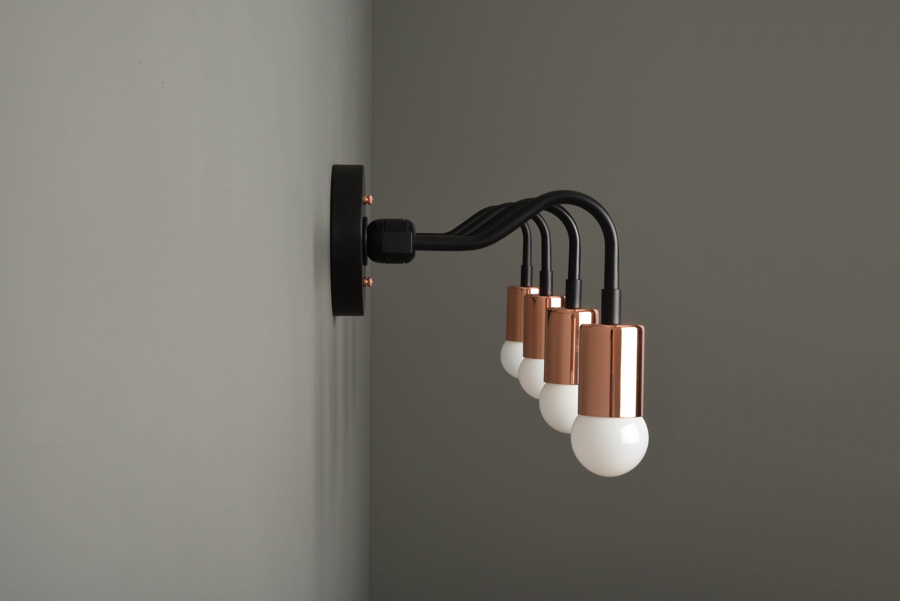 Bathroom Wall Light - Black & Copper - Mid Century ...