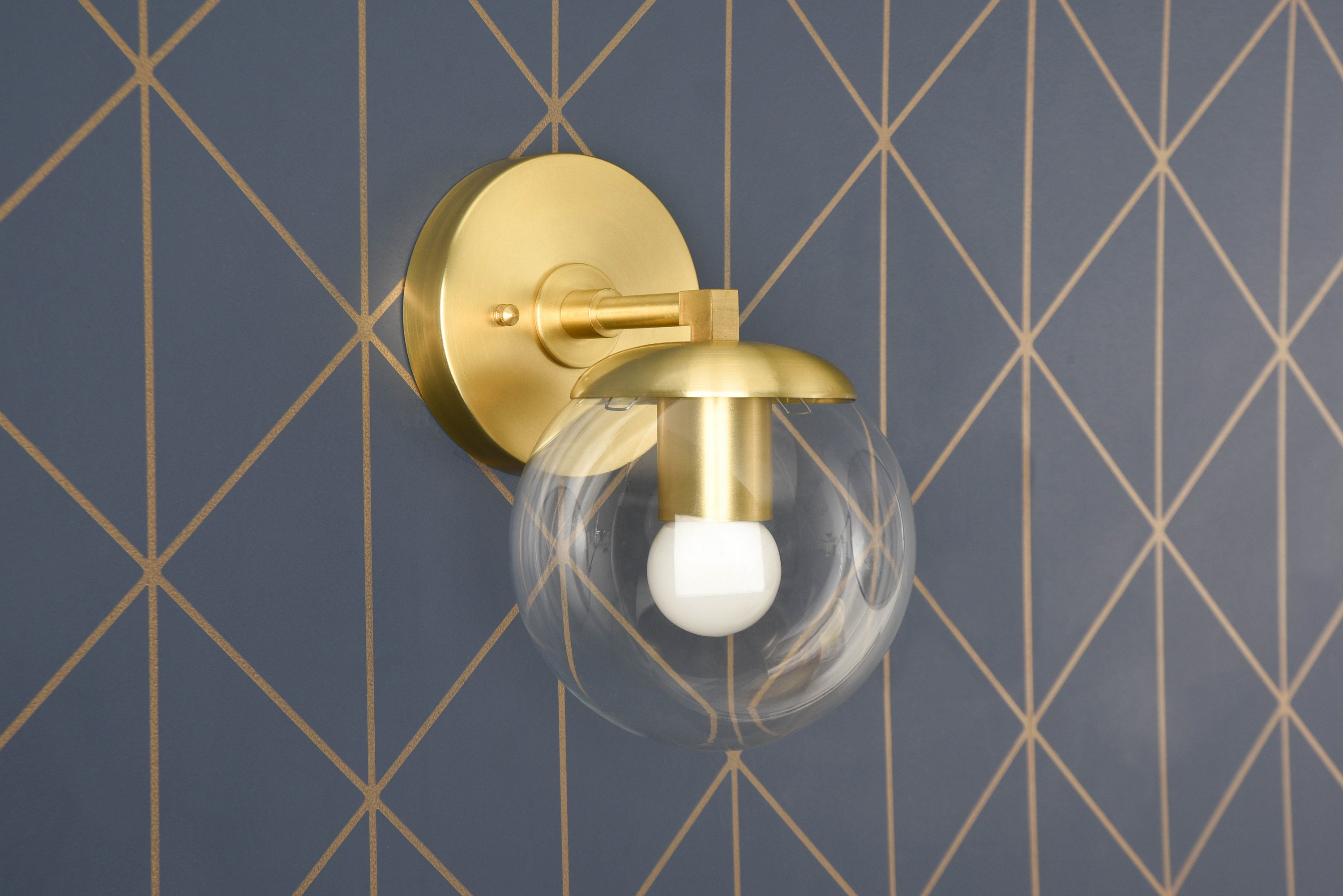 Clear Glass Globe Bathroom Vanity Light Single Light Vanity Etsy