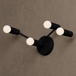 Vanity Lighting - Wall Sconce - 4 Light Fixture - Matte Black Light - Mid Century Sconce - Black Modern - Wall Light - Bathroom [MILANO]