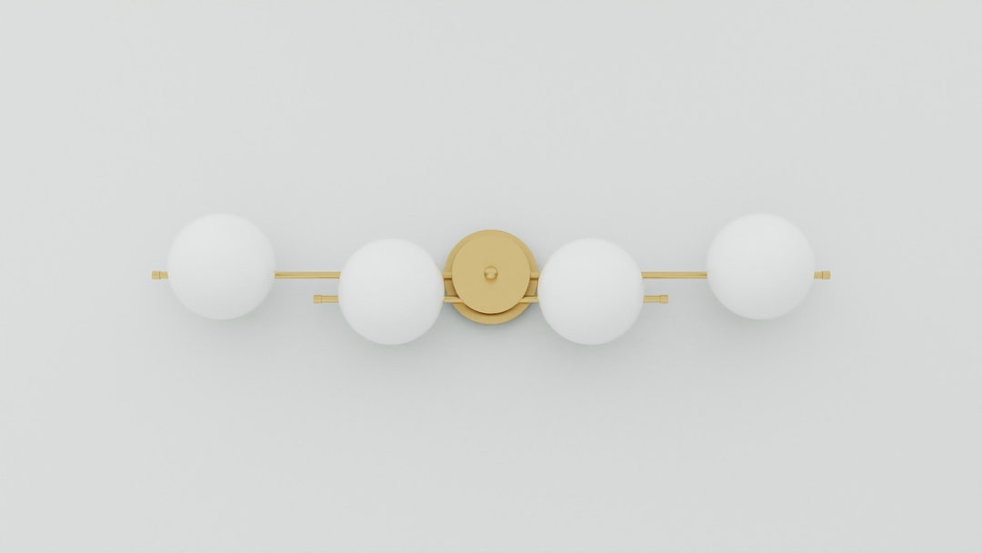 Gloss White Glass Globe Vanity Light Four Light Wall Sconce Etsy