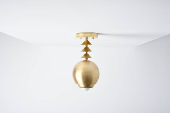 Semi Flush Ceiling Light Black Brass Gold White Decorative Mid Century Modern Industrial Globe Ul Listed Charlotte