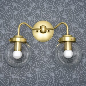 Vanity Lighting Wall Sconce 2 Light Vanity Fixture Mid Century Industrial Glass Globe Bathroom Vanity UL Listed NORWOOD image 3