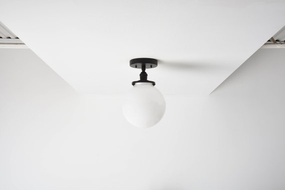 Mid Century LOMPOC Industrial Modern UL Listed Matte Black Semi Flush Ceiling Light Sputnik