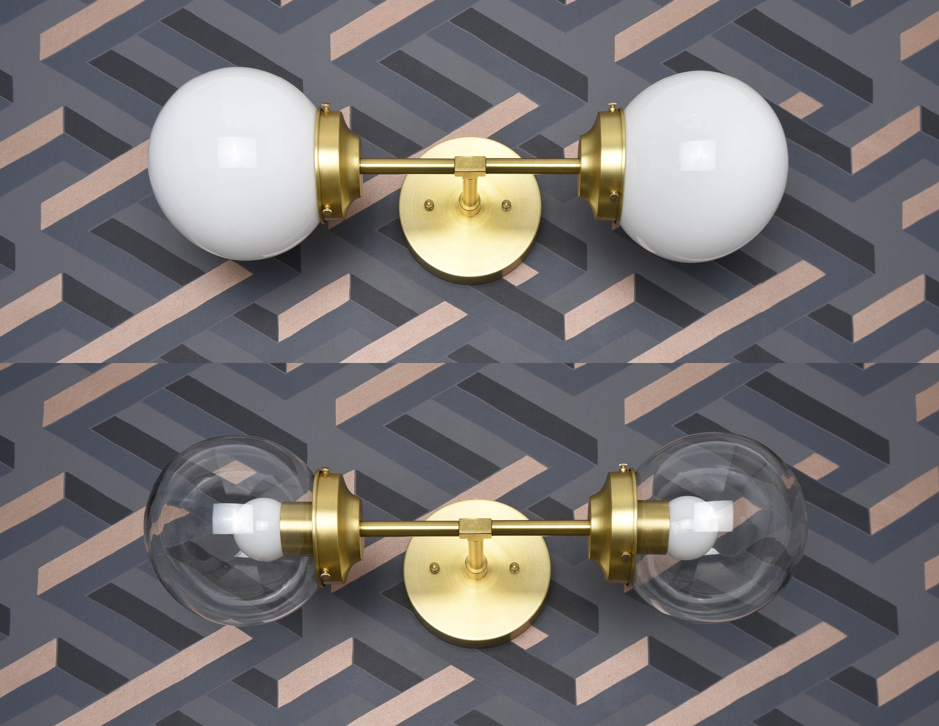 Modern Globe Vanity Light Matte White Mid Century Etsy