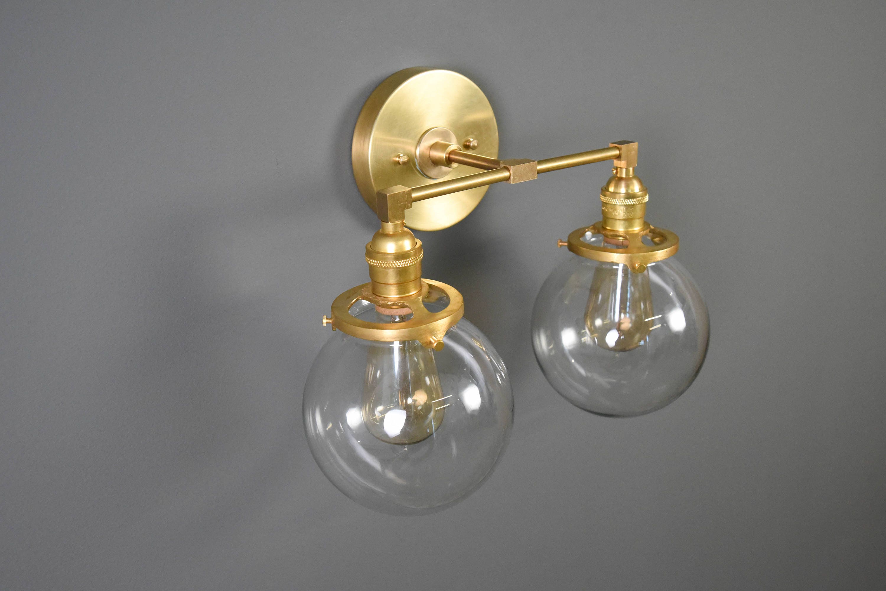 Industrial Globe Sconce Gold Vanity Light Modern Wall Light Mid