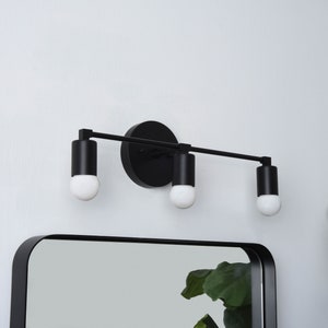 3 Light Mid Century Minimalist Wall Sconce Avon in Matte Black by Illuminate Vintage