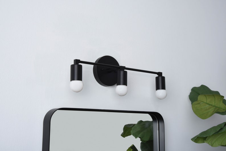 3 Light Mid Century Minimalist Wall Sconce Avon in Matte Black by Illuminate Vintage