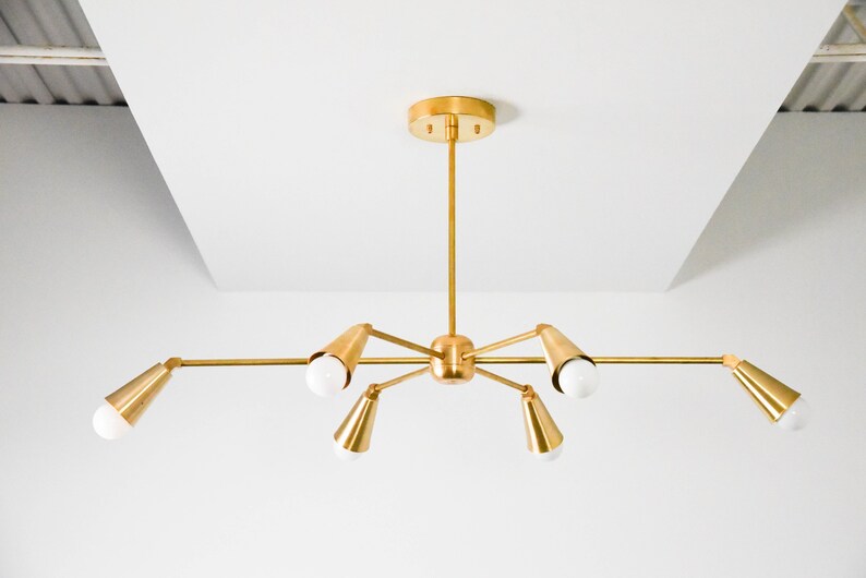 Gold Hanging Chandelier Modern Sputnik Light Mid Century Etsy