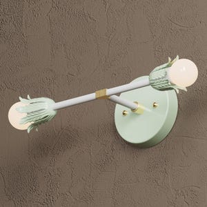 Vanity Lighting Wall Sconce 2 Light Vanity Fixture Mint Green Mid Century Maximalist Bathroom Lighting Fixture UL Listed [TEMPLE]