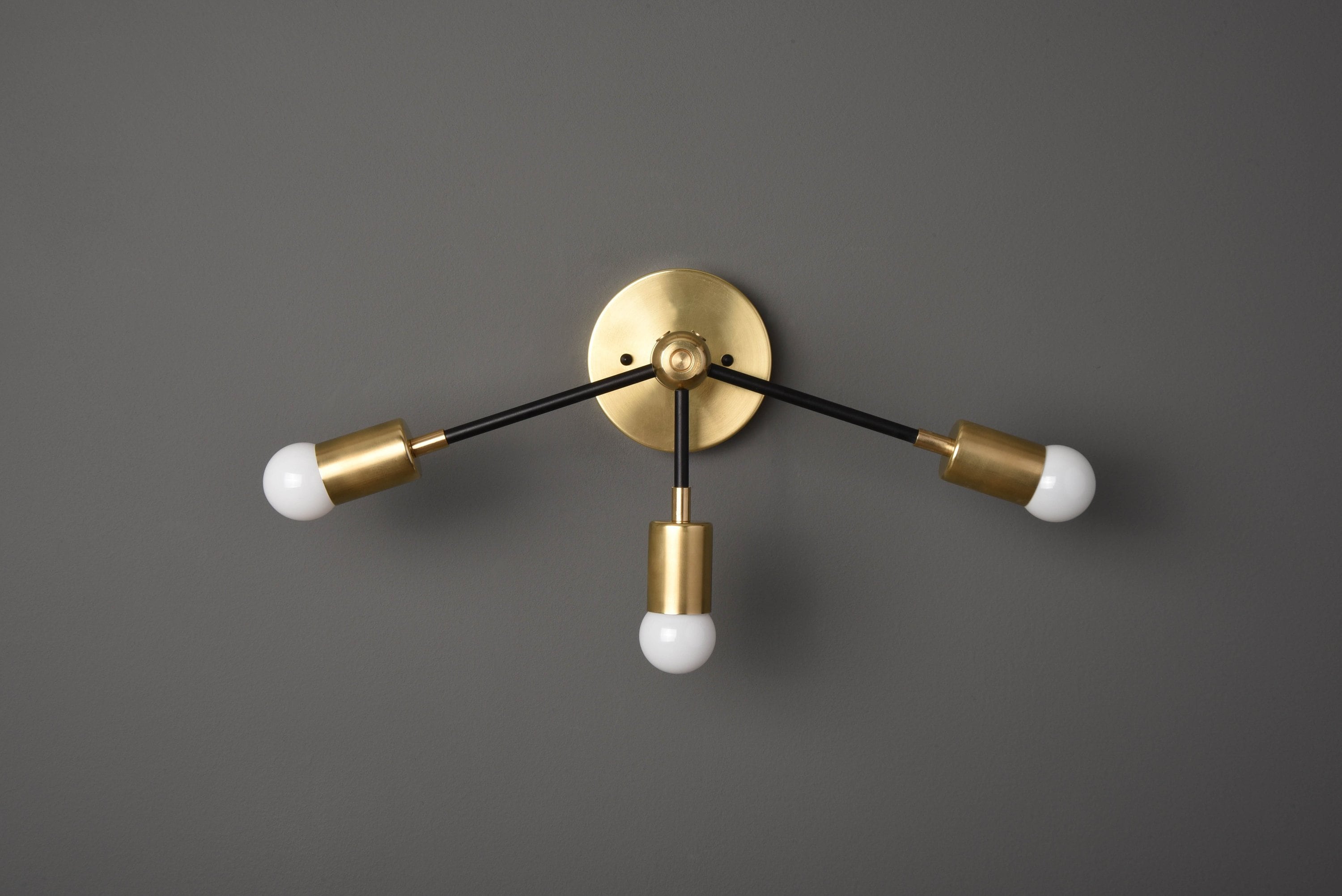 Modern Bathroom Light Industrial Wall Sconce Black & Brass Mid