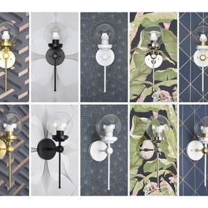 Modern Globe Sconce  Black & Brass  Mid Century  Industrial image 6