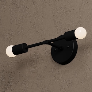 Vanity Lighting - Wall Sconce - 2 Light Vanity Fixture - Matte Black - Mid Century Sconce - Wall - Bathroom Lighting - Modern [ARTESIA]