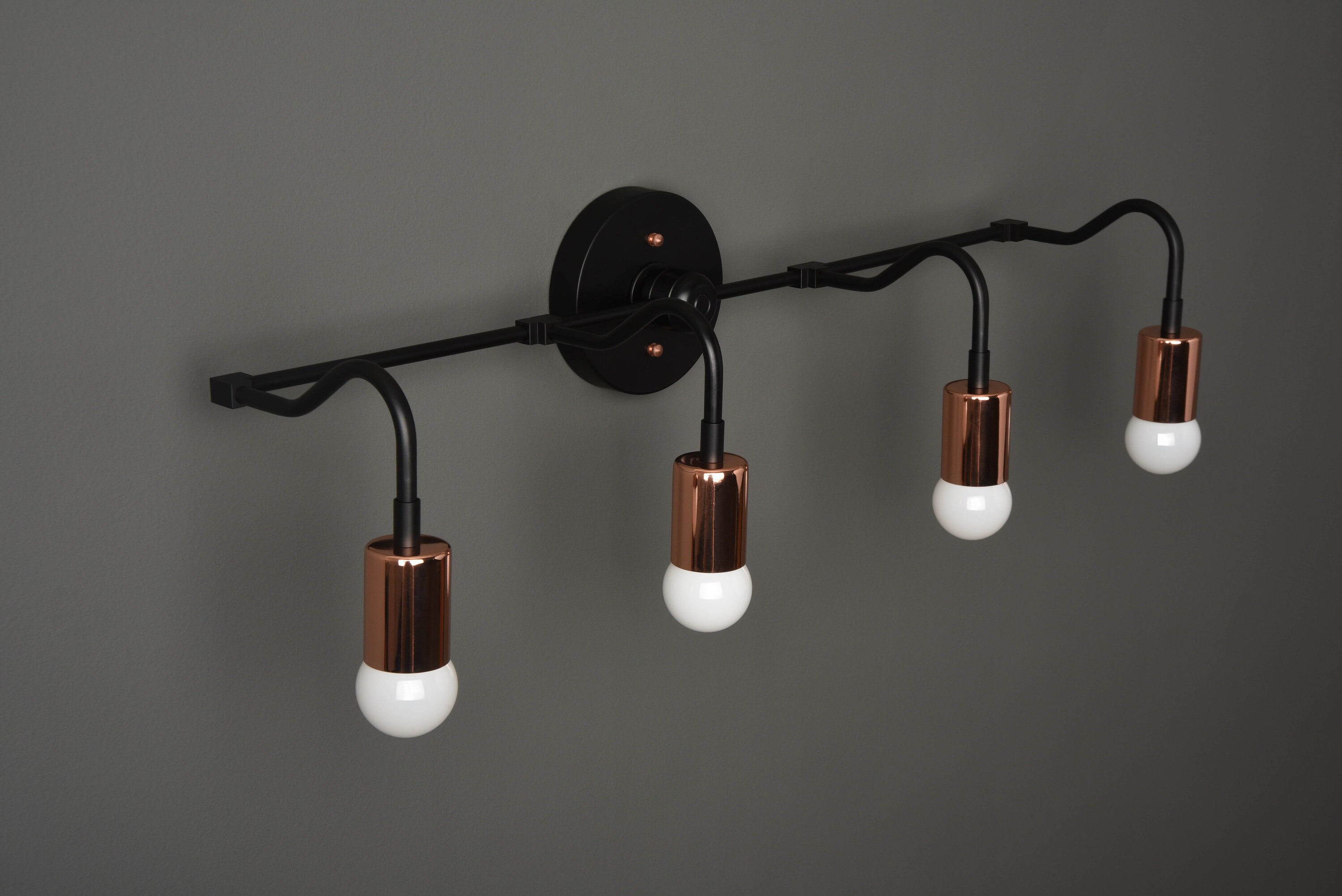 Bathroom Wall Light Black & Copper Mid Century Modern