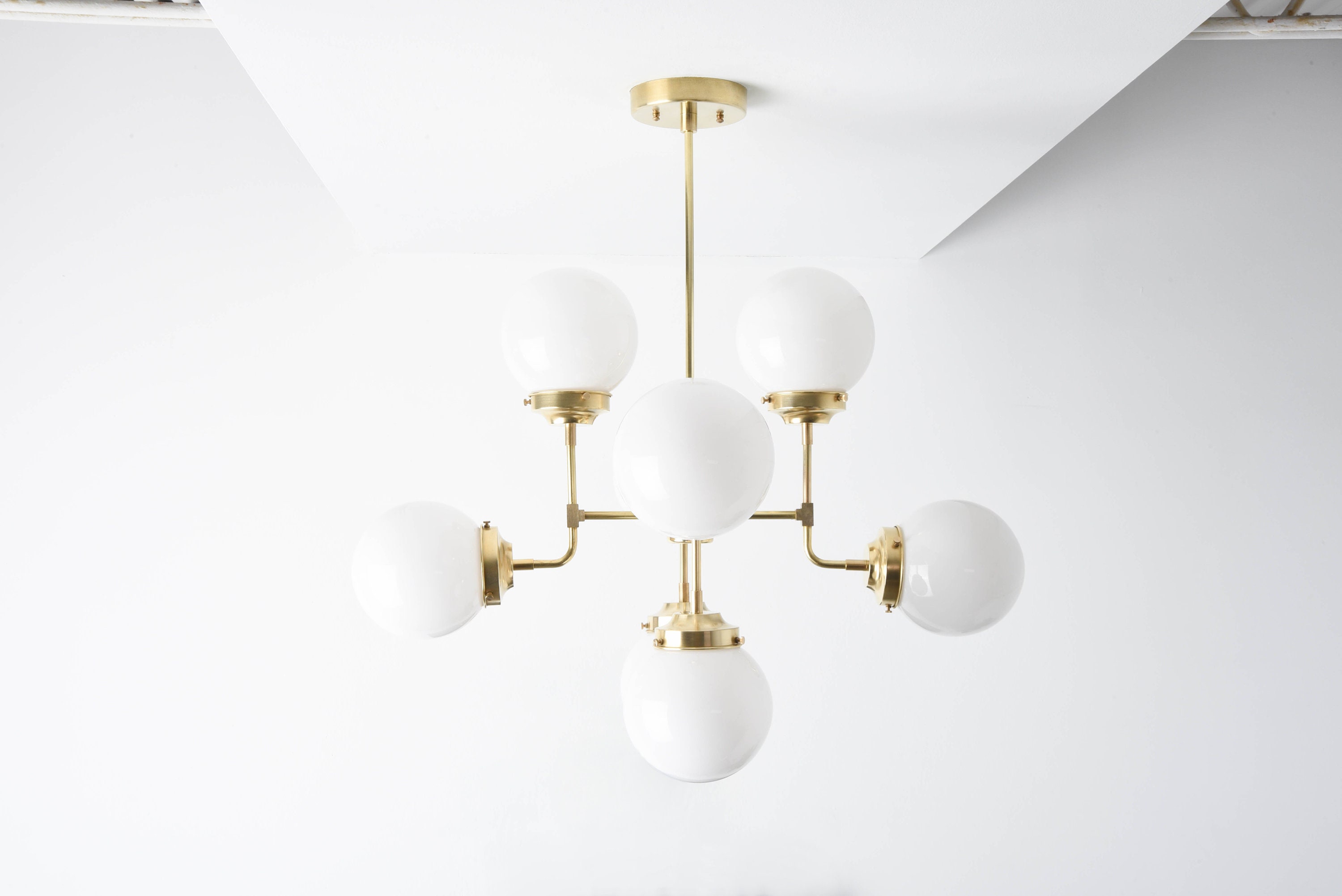 Gold Hanging Light Modern Globe Chandelier Mid Century | Etsy