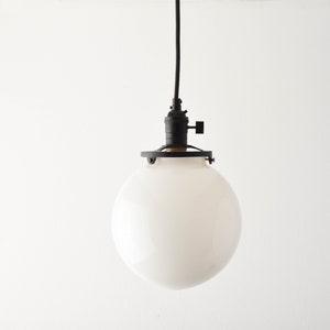 Globe Pendant Light Matte Black Mid Century Modern Industrial Glass Globe Cloth Wire Ceiling Canopy Mount Edison TOLEDO image 5