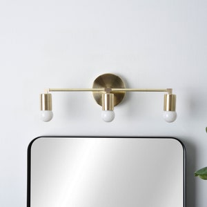 3 Light Mid Century Minimalist Wall Sconce Avon in Brass by Illuminate Vintage