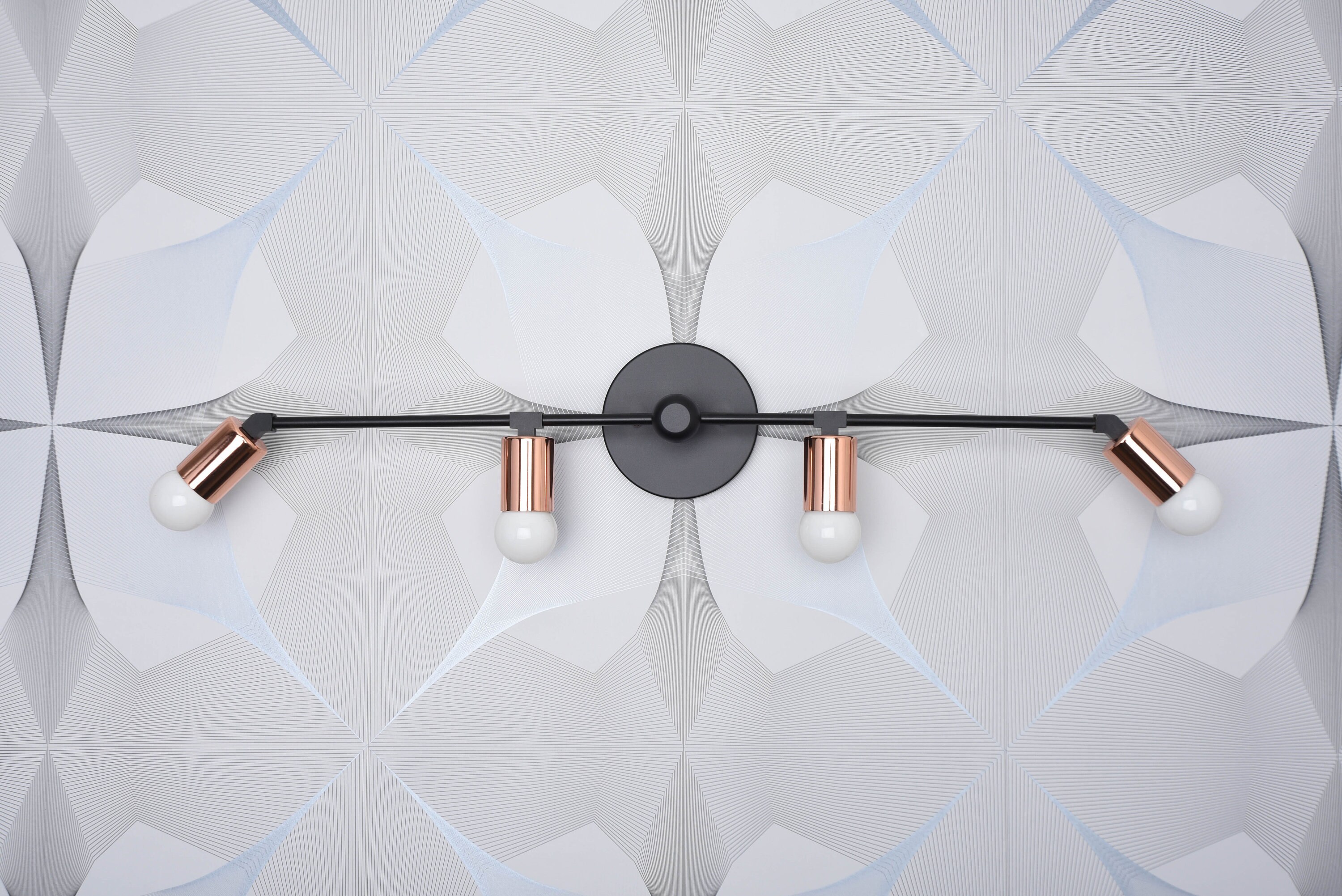 Lampe de Vanité Salle Bain - Applique Murale Noir & Cuivre Milieu Du Siècle Moderne Industriel Ul Li