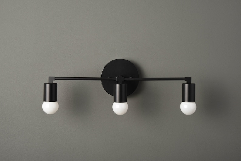Vanity Lighting Wall Sconce Matte Black Mid Century Etsy