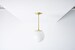 Globe Pendant Light - Raw Brass - Mid Century Modern - Industrial - Neckless White Globe - Kitchen Lighting - UL Listed [VISTA] 