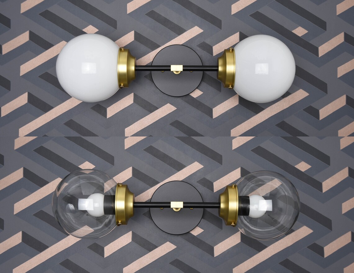 Modern Globe Vanity Light Matte White Mid Century Etsy