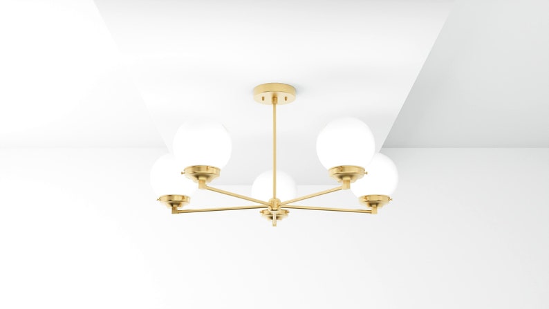 Modern Globe Chandelier Sputnik Chandelier Lighting Brass Ceiling Lamp Mid Century Modern Hanging Light UL Listed AVILA image 1