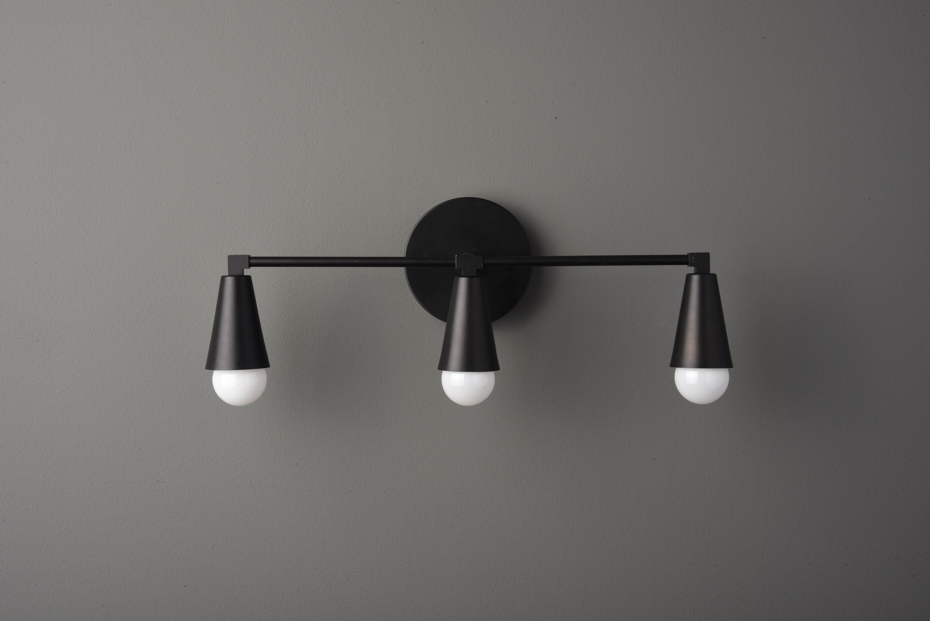 Mid Century Vanity Light Wall Sconce Matte Black Modern