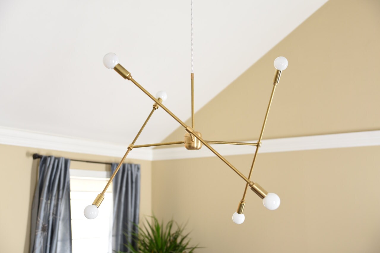 Chandelier Raw Brass Mid Century Industrial Modern 3 Arm Chandelier Raw Brass Mid Century Industrial Modern 3 Arm Plug In Canopy Hanging Large Light Munich