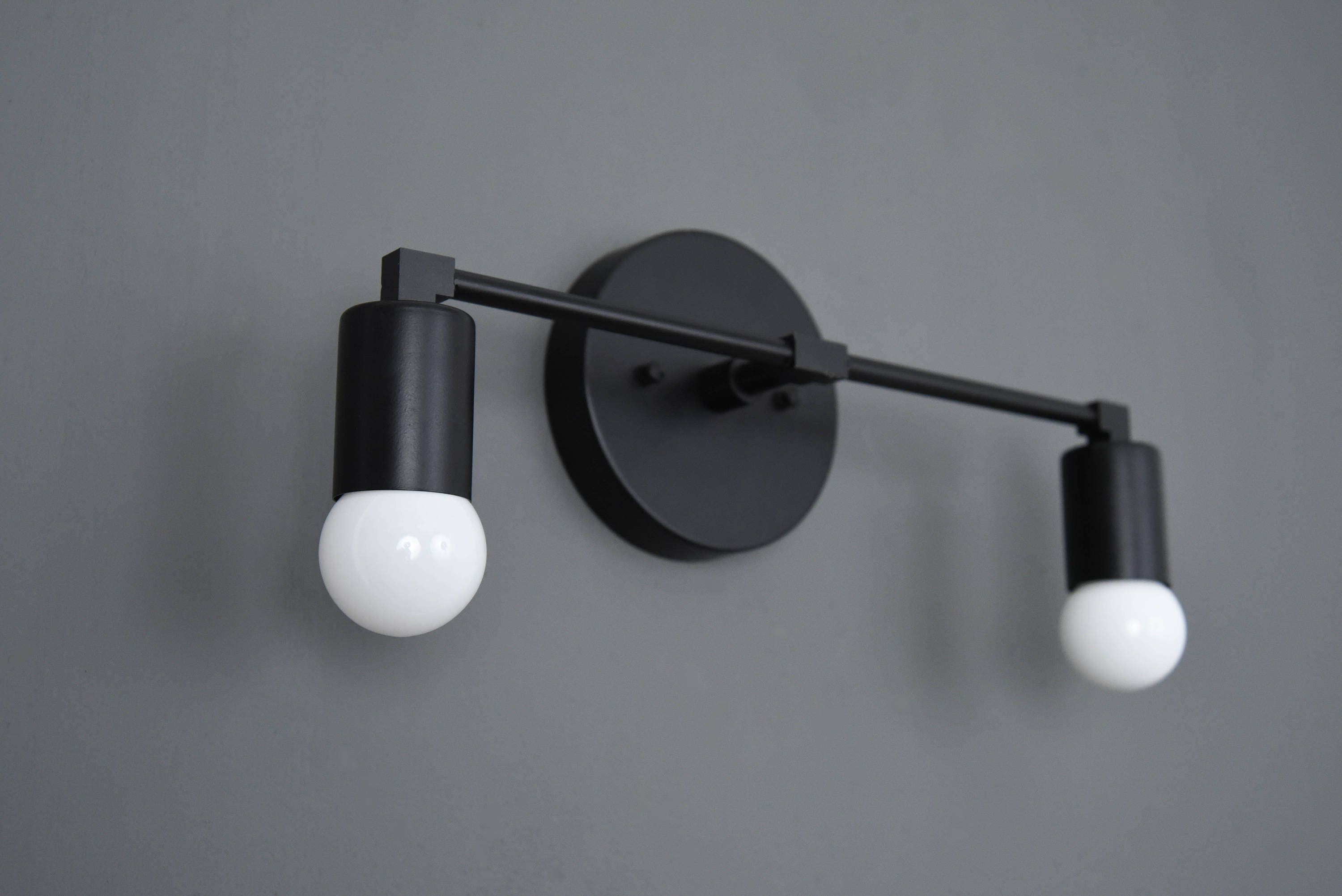 Arvada Wall Sconce Matte Black Mid Century Modern Industrial Arvada Wall Sconce Matte Black Mid Century Modern Industrial Vanity 2 Bulb Art Light Bathroom Ul Listed