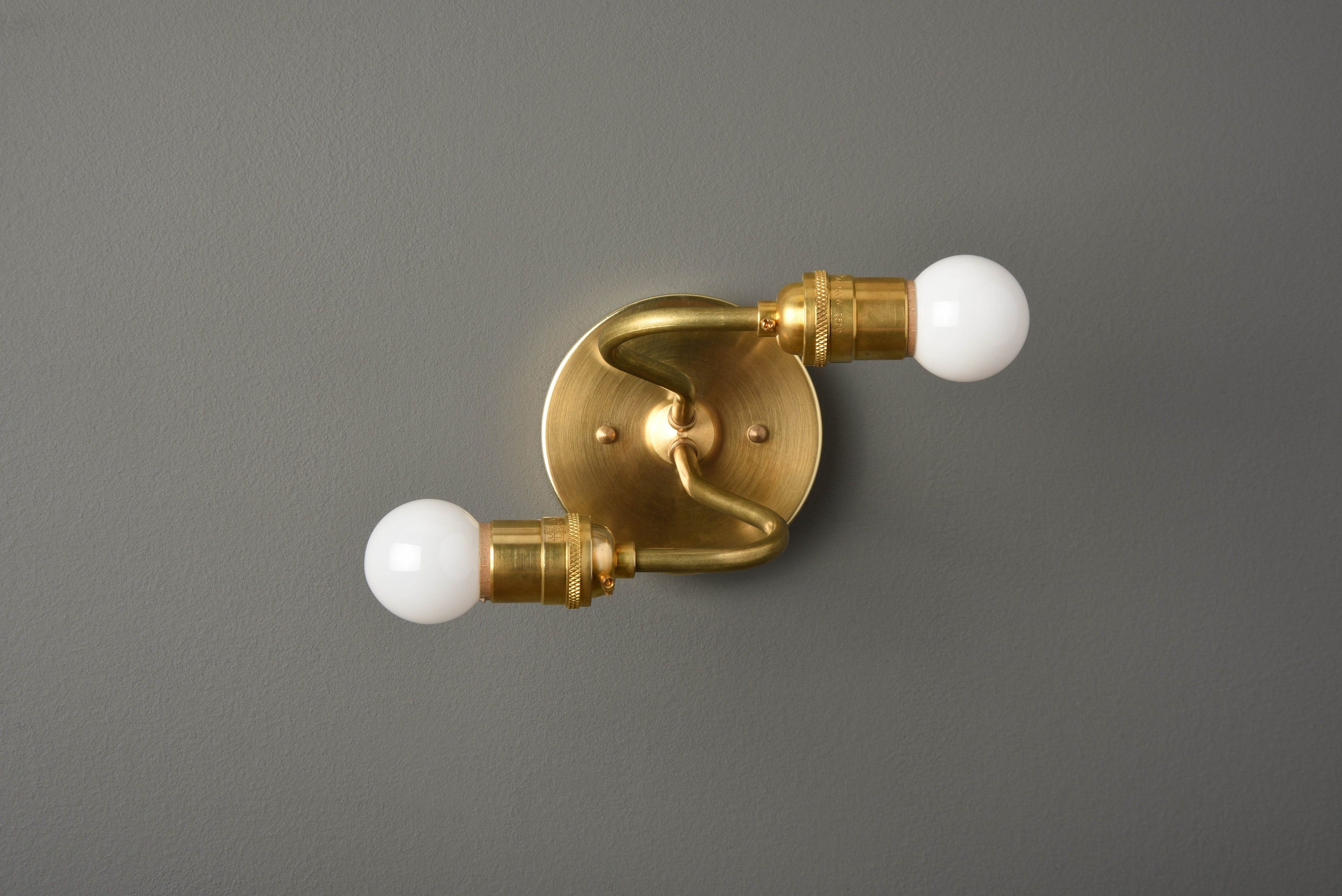 Industrial Vanity Light Modern Wall Sconce Raw Brass Mid Century