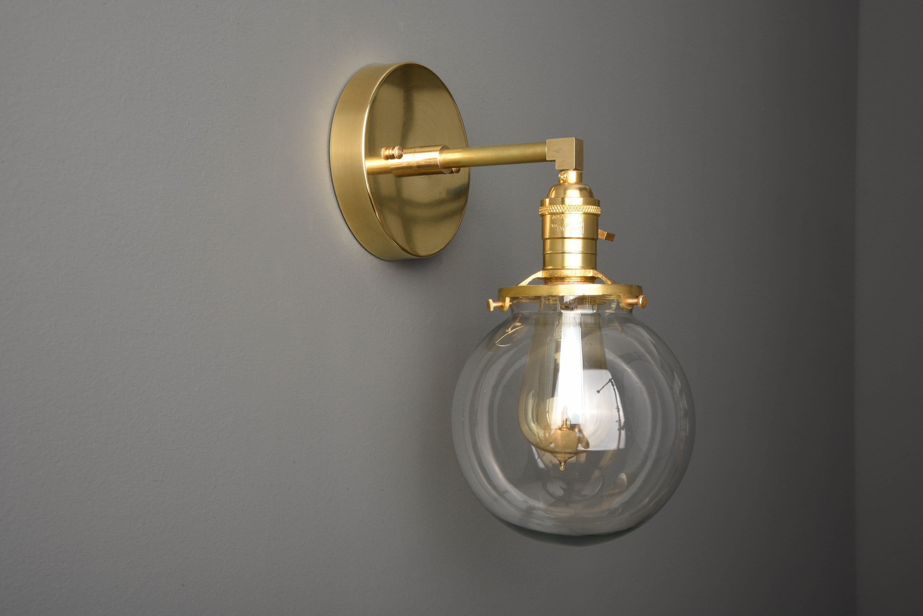 Modern Globe Light Raw Brass Mid Century Industrial Gallery Photo