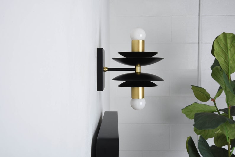 2 Light Bardwell wall sconce in black and brass by Illuminate Vintage