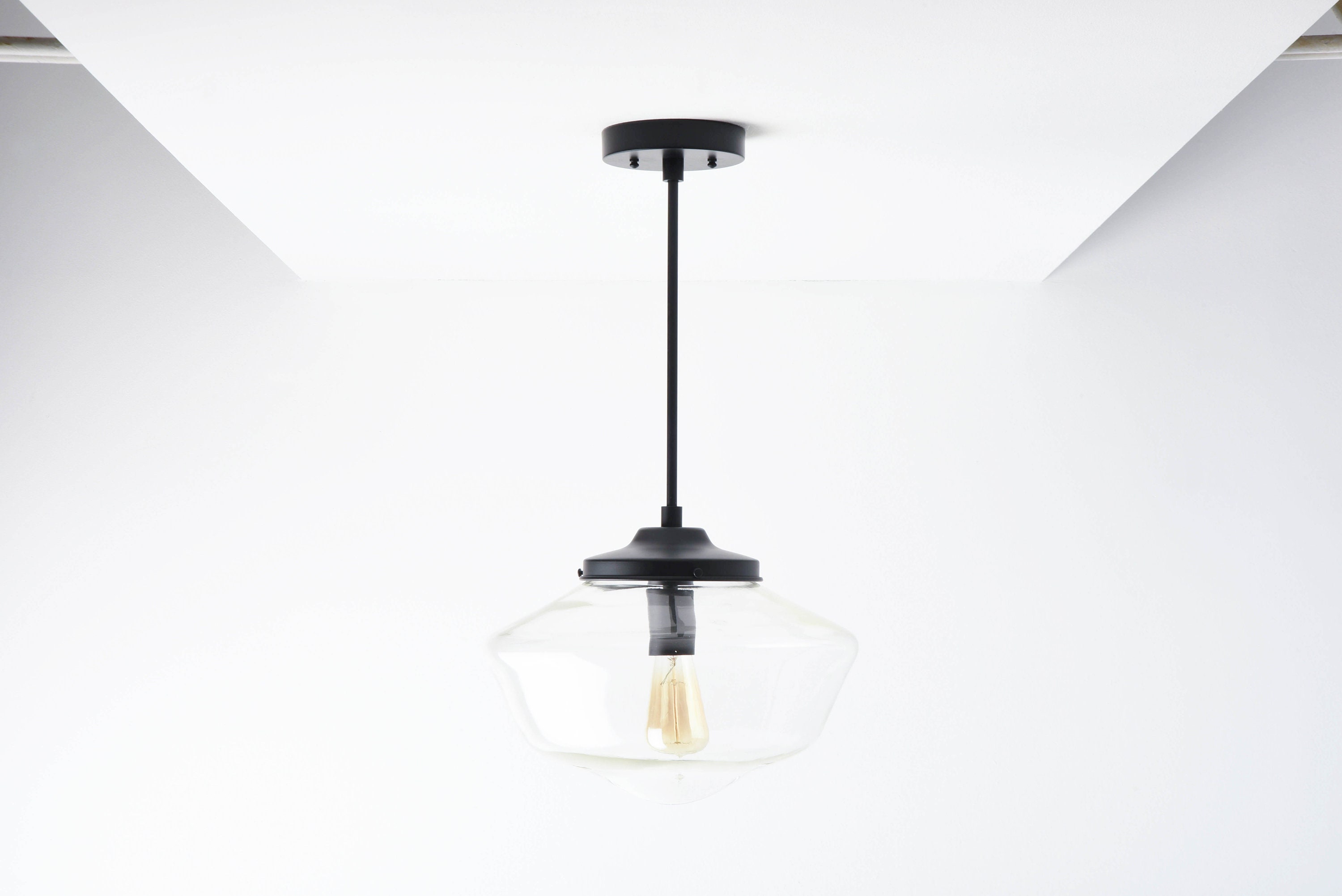 Pendant Light Matte Black Mid Century Modern Industrial Pendant Light Matte Black Mid Century Modern Industrial Clear 14 Inch Schoolhouse Glass Globe Carbondale