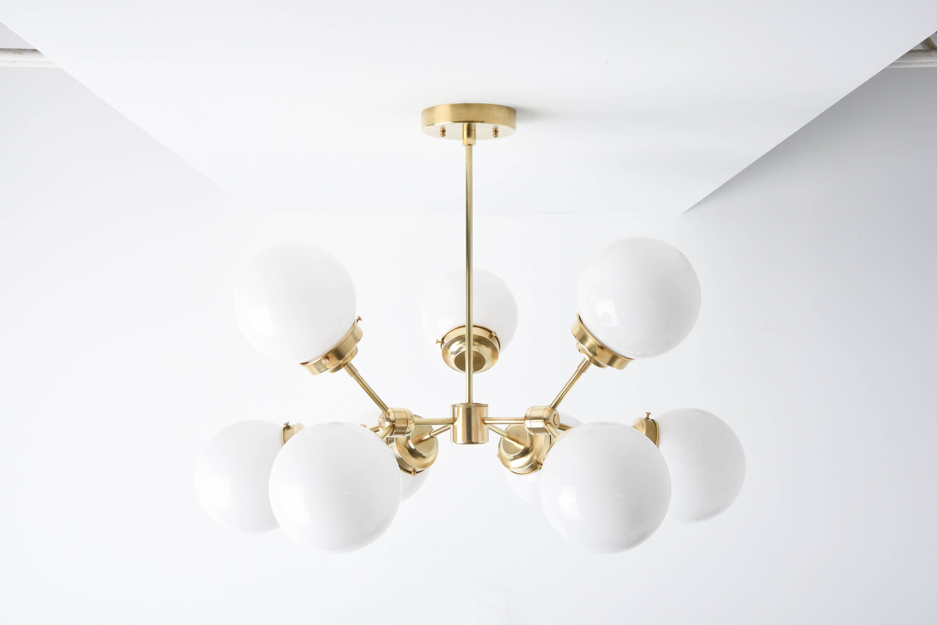 Modern Globe Chandelier Gold Hanging Light Mid Century | Etsy
