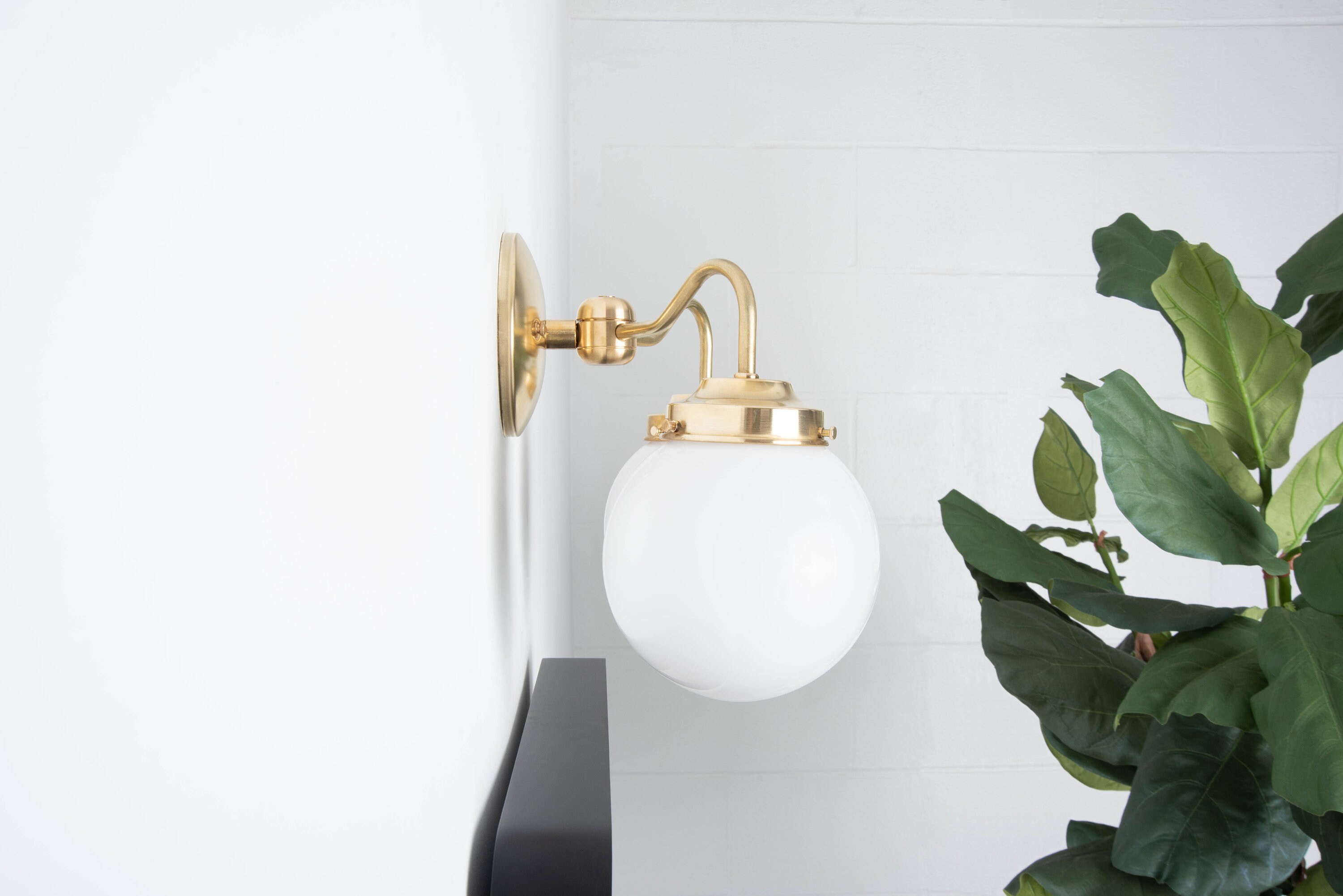 Modern Globe Light Gold Wall Light Mid Century Industrial Glass