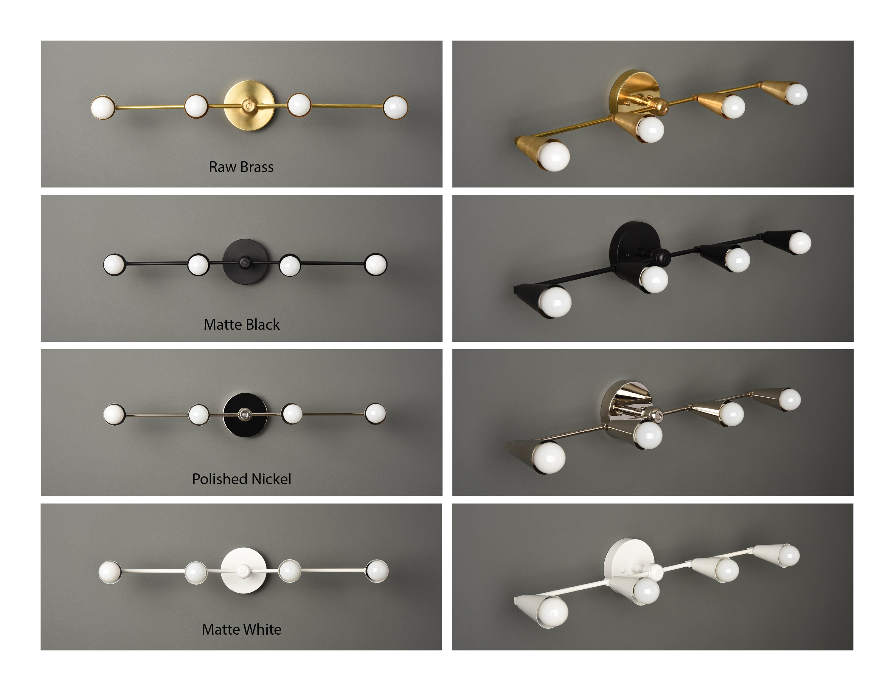 Modern Wall Sconce Black & Brass Mid Century Industrial