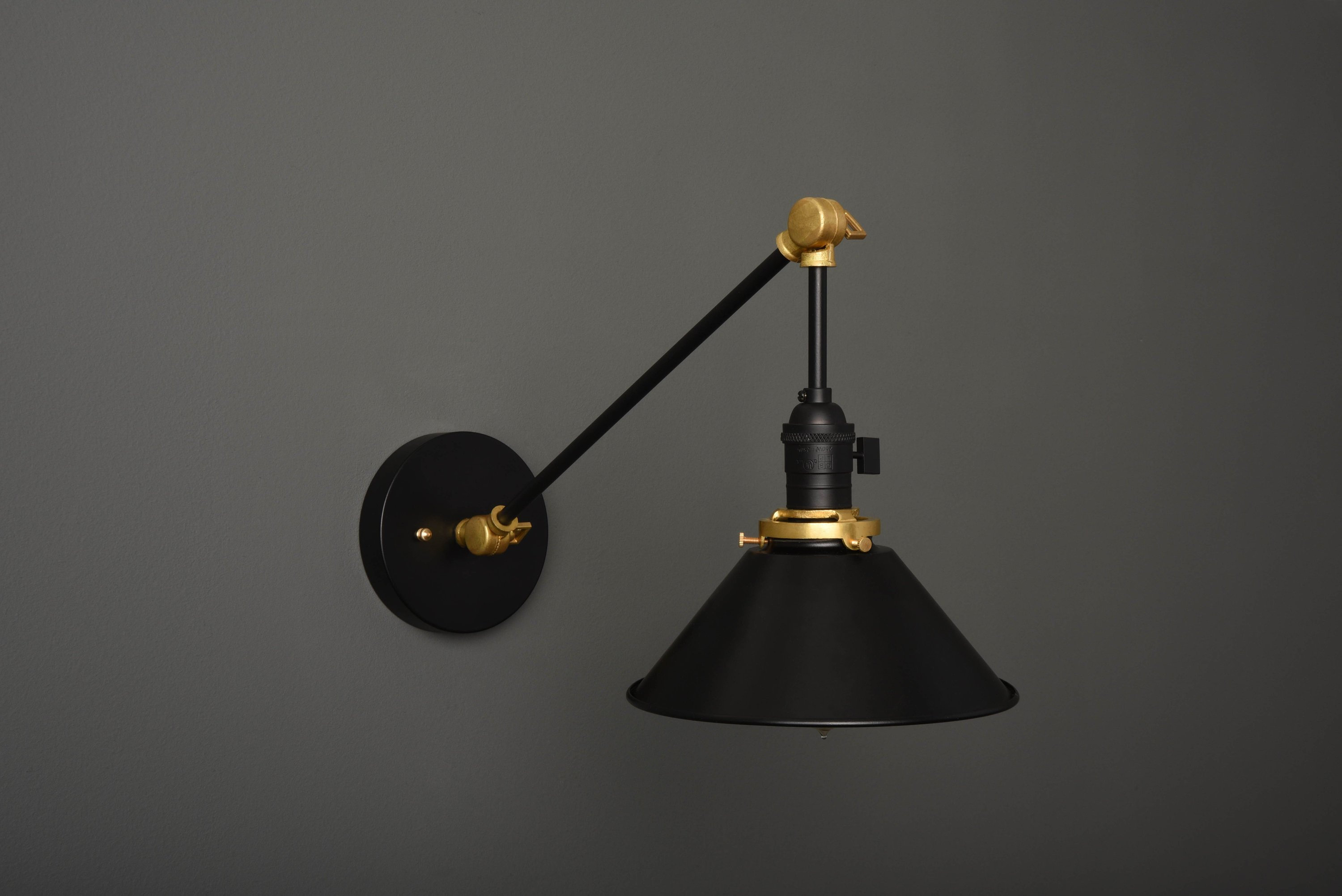 Adjustable Wall Light Industrial Wall Sconce Black & Brass Mid