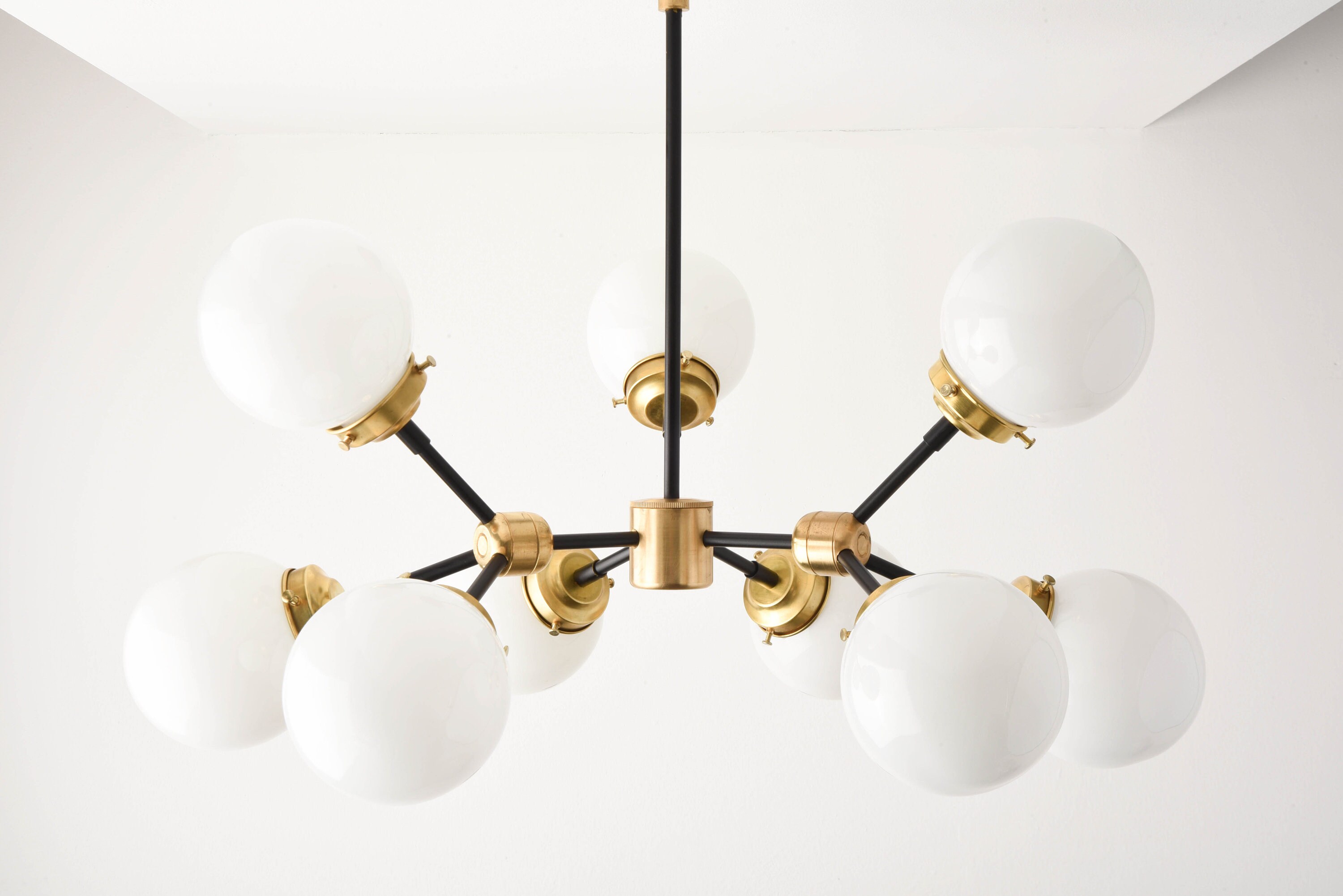 Modern Globe Chandelier Black & Gold Sputnik Light Mid Century